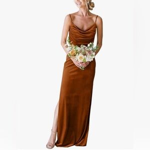 Burnt orange bridesmaid velvet dress - never been worn
